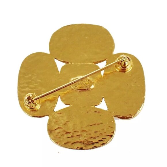 authenticity guaranteed CHANEL CC Logo Stone Pin Brooch GHW France - Picture 3 of 7